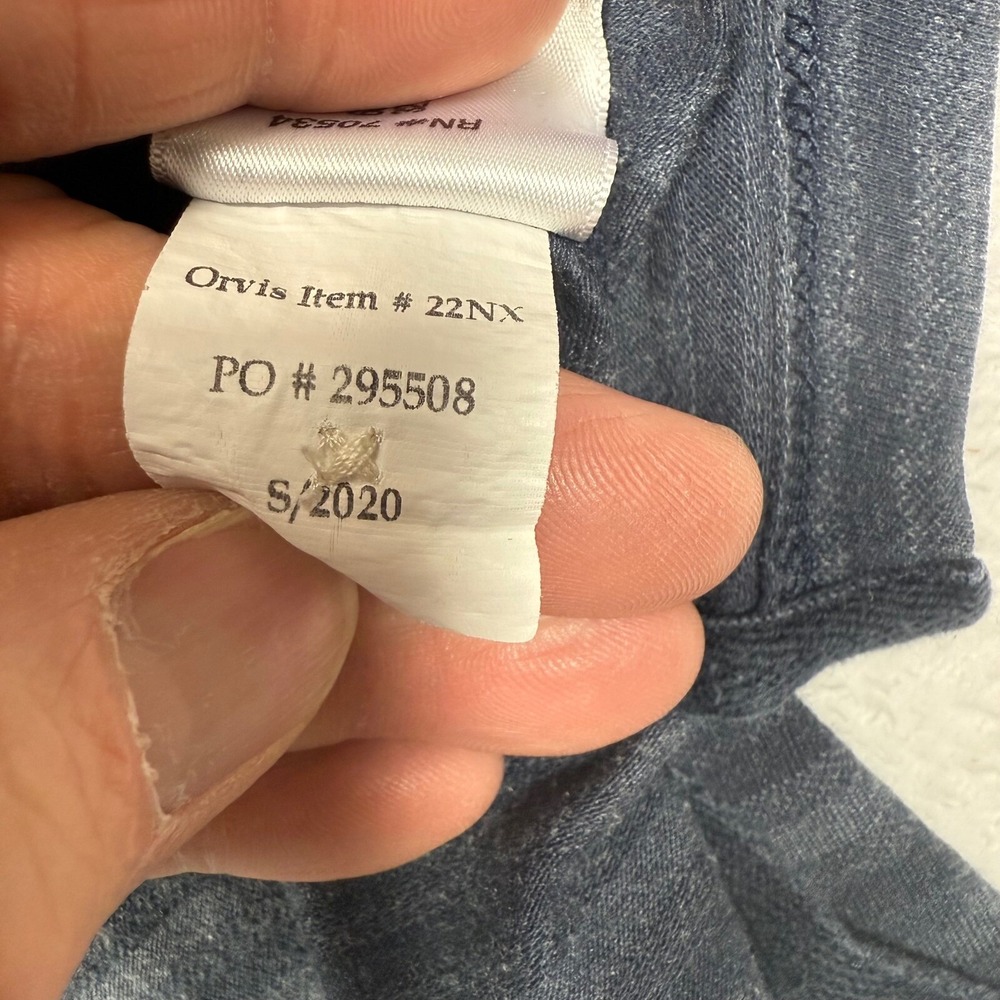 Orvis‎ Polo Shirt Mens Striped Blue / Gray Golf Polo Size Large Made in Peru - Picture 7 of 9